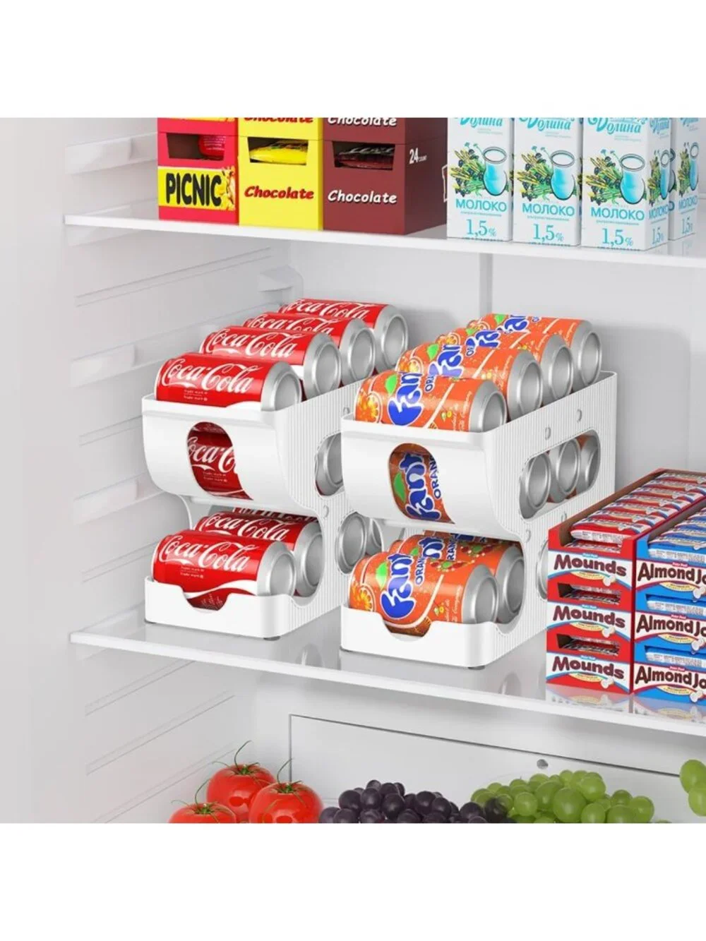 Space-Saving Soda Can Organizer 2-Pack | Automatic Rolling Drink Dispenser for